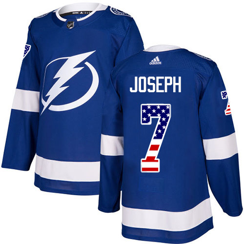 Adidas Tampa Bay Lightning Men #7 Mathieu Joseph Blue Home Authentic USA Flag Stitched NHL Jersey